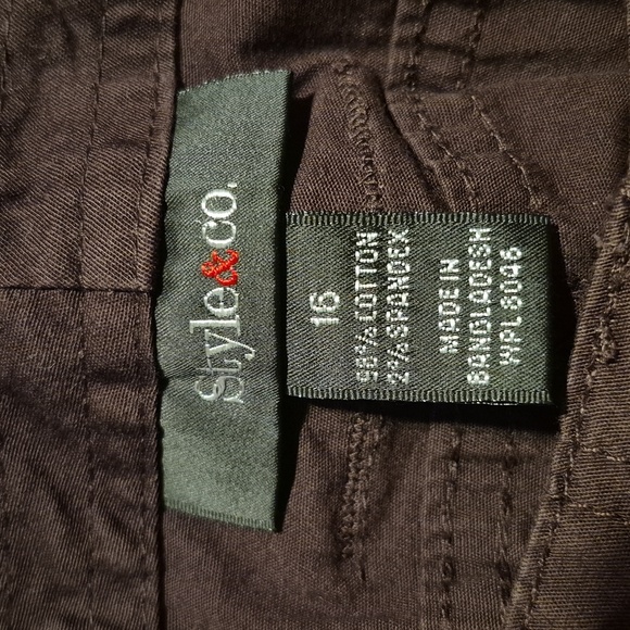 Style & Co women's size 16 brown cropped pants, drawstring cuffs, NWOT - Picture 8 of 9